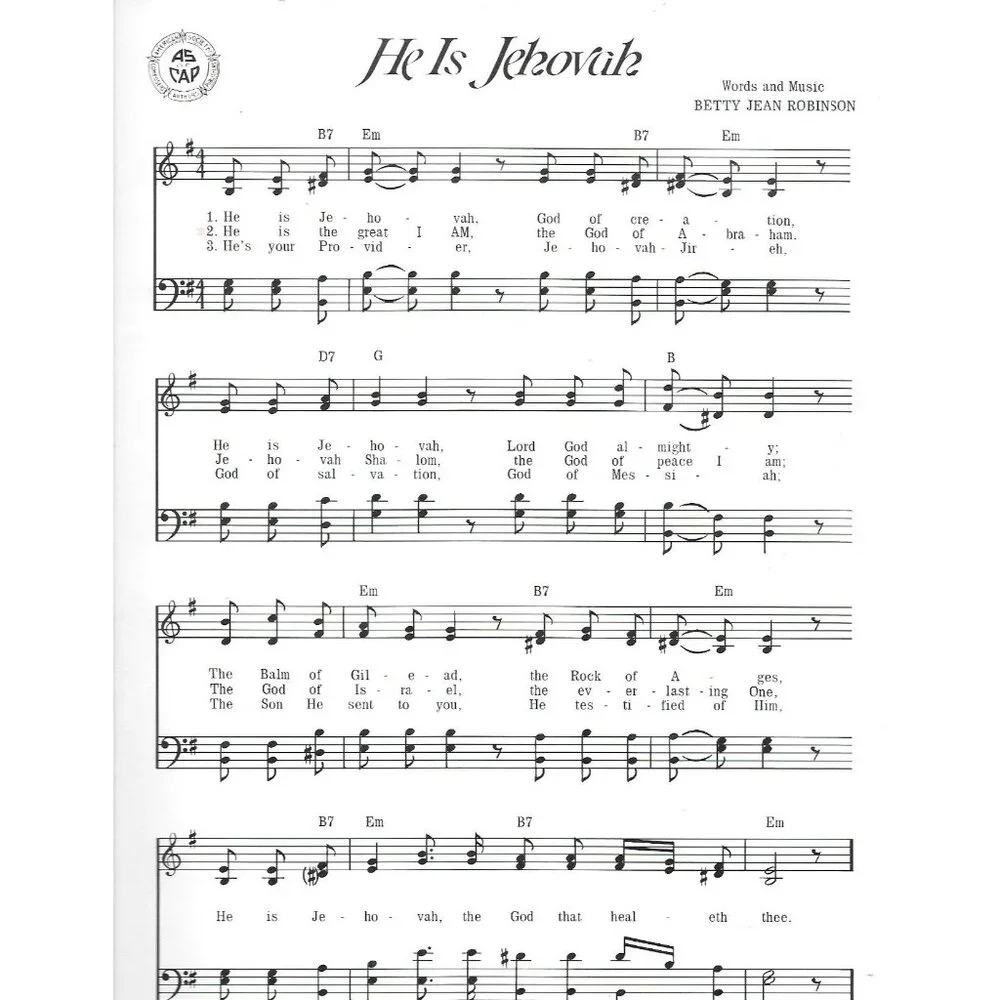 He Is Jehovah Sheet Music 1981 Betty Jean Robinson Christian Worship - Picture 3 of 3